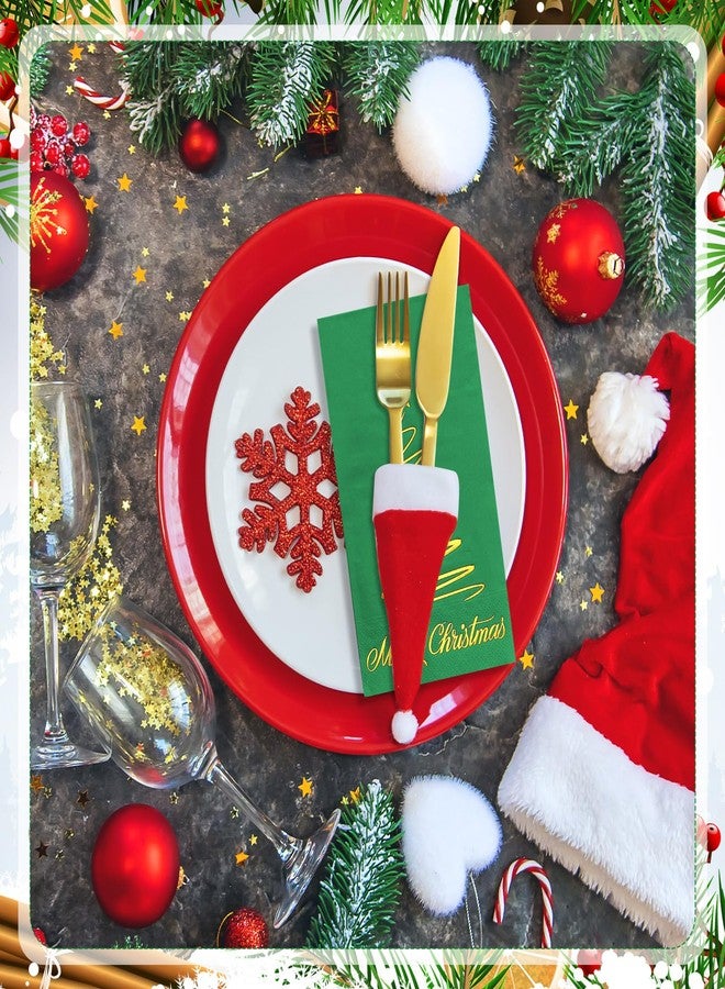 Fullhawl 200 Pcs Christmas Guest Napkins Gold Foil Red Green Merry Christmas Paper Napkins Bathroom Disposable Hand Towels for Xmas Winter Party Supplies Bathroom Kitchen Decor - Image 4